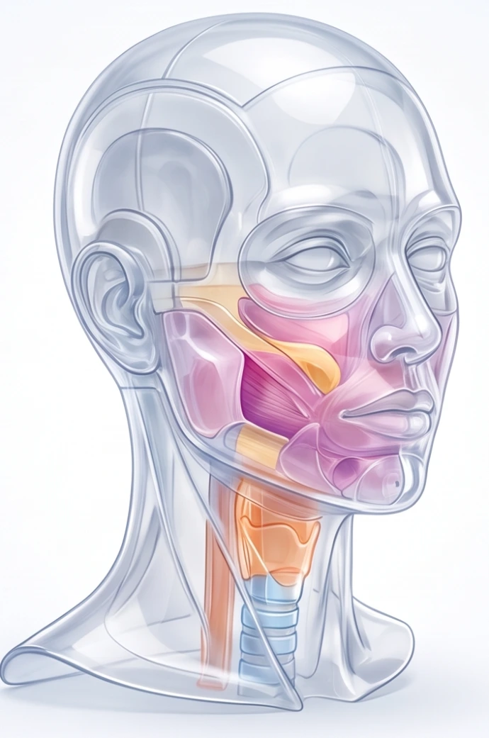 Synthetic head and neck anatomy for AdvaSaf Simulate injection training